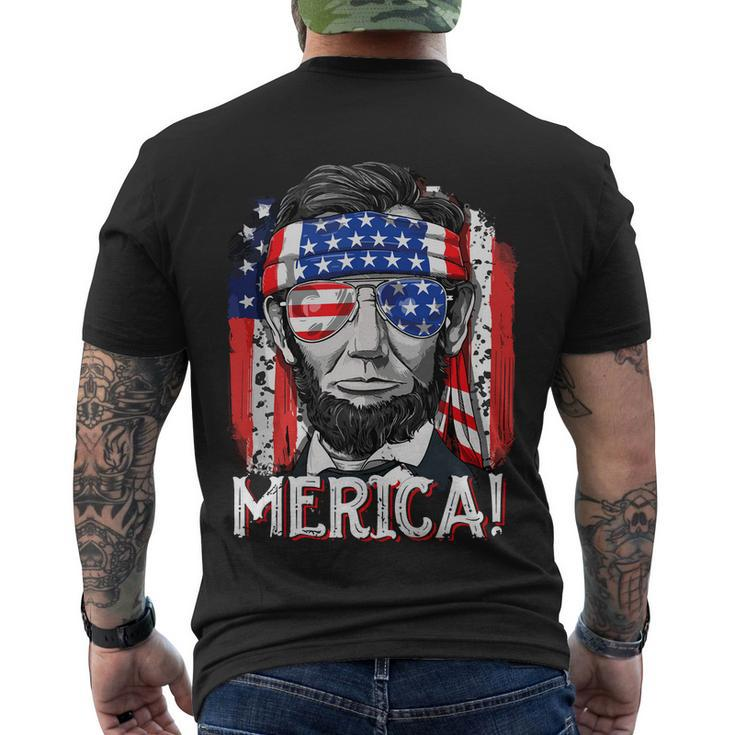 Abraham Lincoln 4Th Of July Merica Men Women American Flag Men's Crewneck Short Sleeve Back Print T-shirt