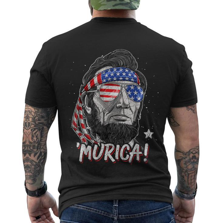 Abraham Lincoln 4Th Of July Murica Men Women American Flag Men's Crewneck Short Sleeve Back Print T-shirt