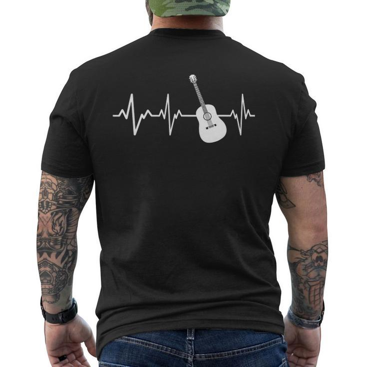 Acoustic Guitar Heartbeat Instrument Guitarist Men's Back Print T-shirt