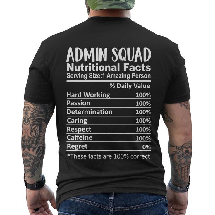 Admin Squad Nutrition Facts Office Squad Funny Funny Gift Men's Crewneck Short Sleeve Back Print T-shirt