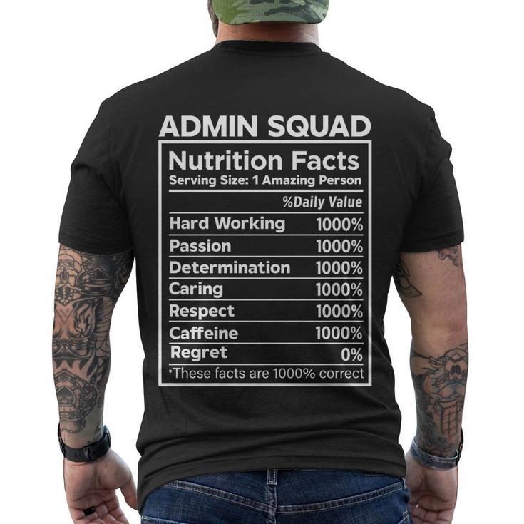 Admin Squad Nutrition Facts Office Worker Squad Funny Gift Men's Crewneck Short Sleeve Back Print T-shirt