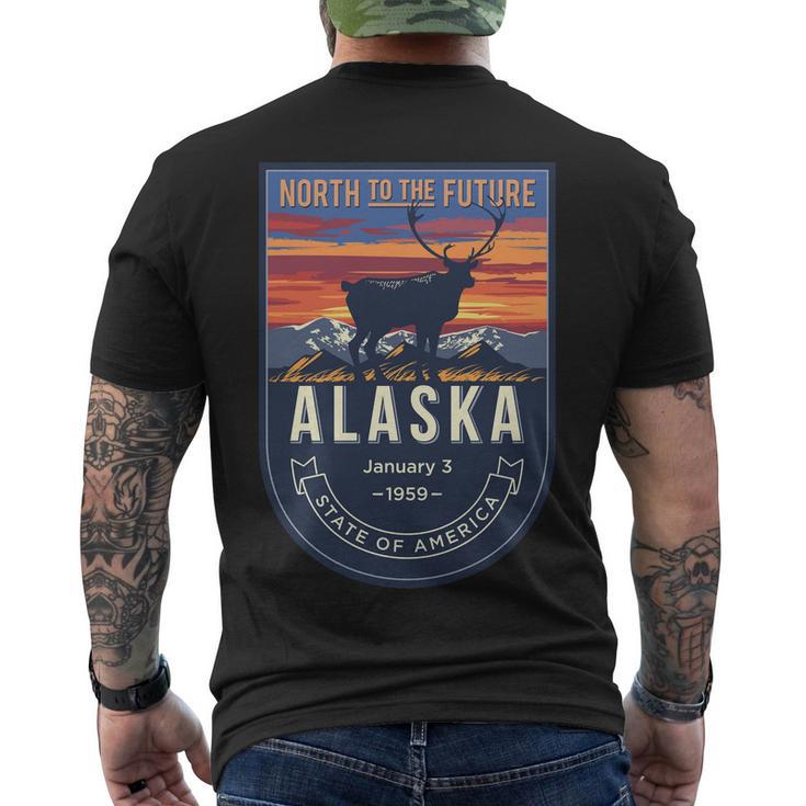 Alaska State Emblem Men's Crewneck Short Sleeve Back Print T-shirt