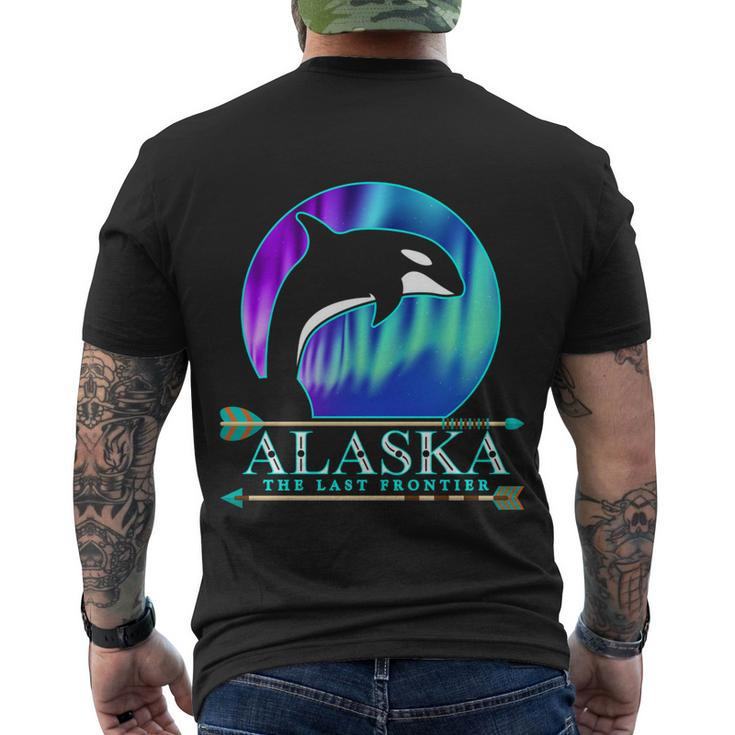 Alaska State Pride Alaska Northern Lights Alaskan Orca Whale Men's Crewneck Short Sleeve Back Print T-shirt