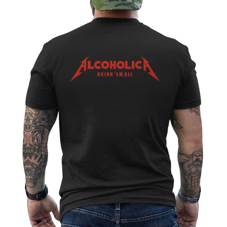 Alcoholica Drink Em All Tshirt Men's Crewneck Short Sleeve Back Print T-shirt
