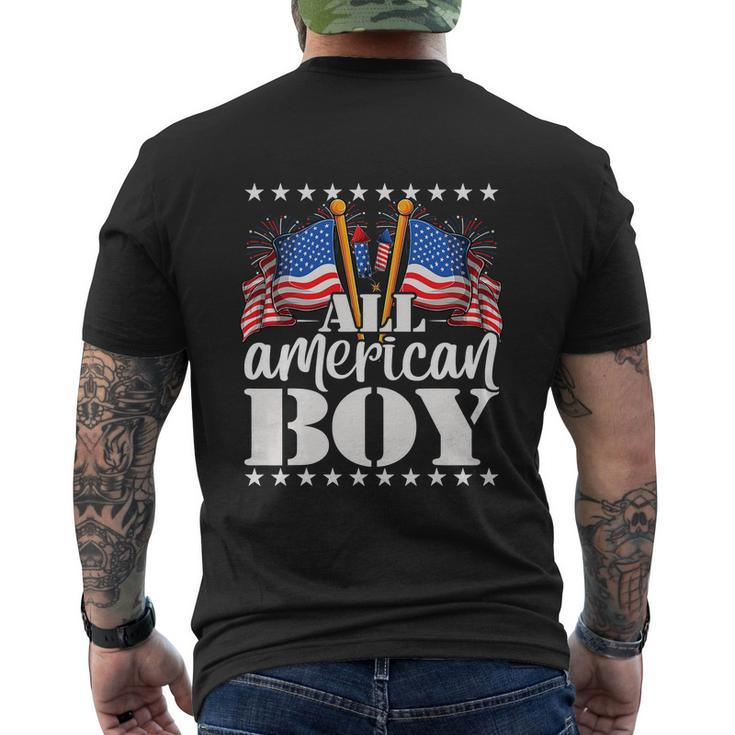 All American Boy Usa America Flag Funny Firework 4Th July Men's Crewneck Short Sleeve Back Print T-shirt