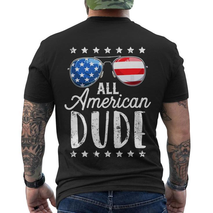 All American Dude 4Th Of July Boys Kids Sunglasses Family Men's Crewneck Short Sleeve Back Print T-shirt