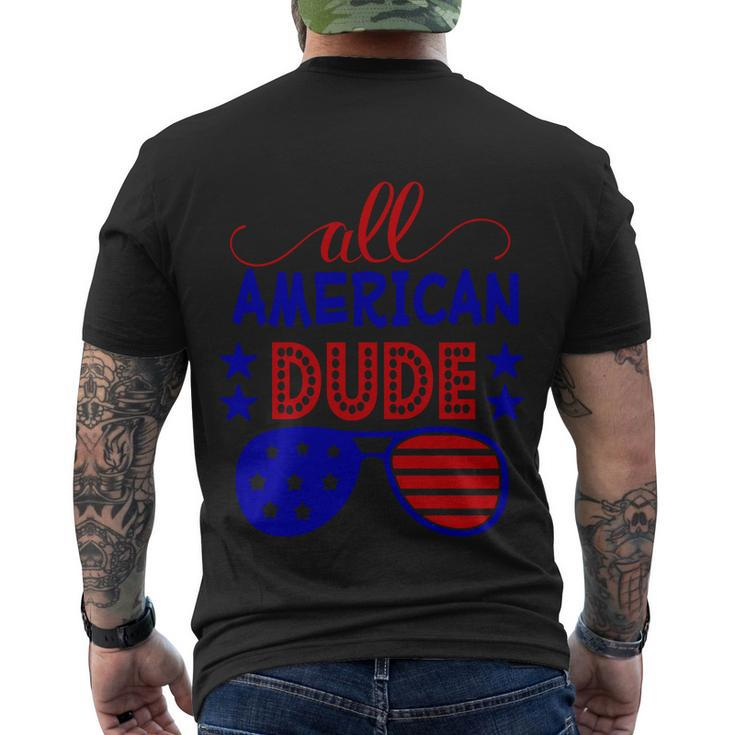 All American Dude Sunglasses 4Th Of July Independence Day Patriotic Men's Crewneck Short Sleeve Back Print T-shirt