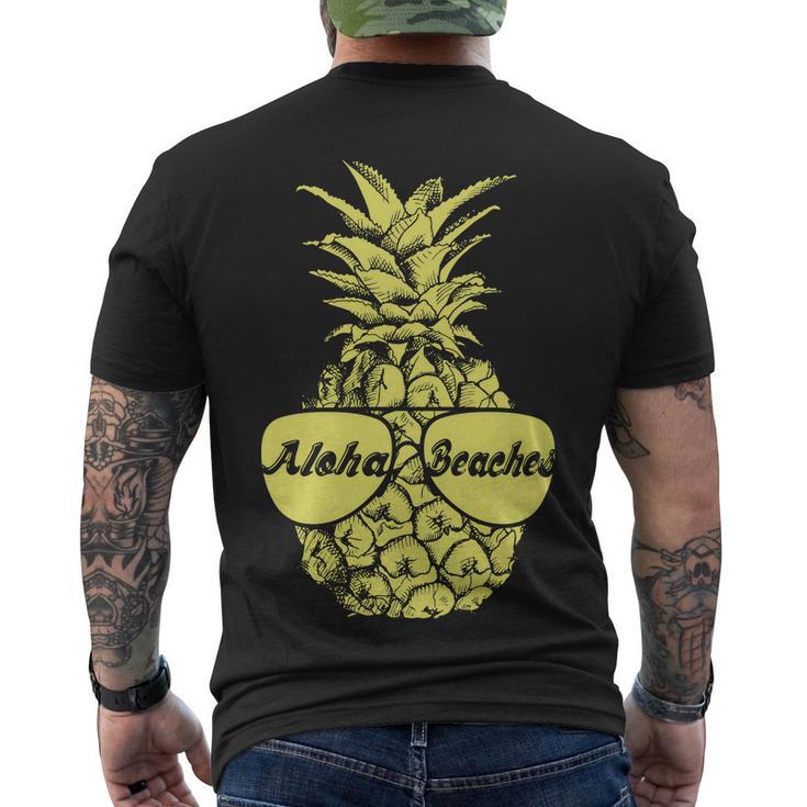 Aloha Beaches Pineapple Tshirt Men's Crewneck Short Sleeve Back Print T-shirt