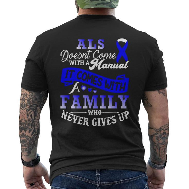 Als Awareness Support Als Fighter Als Warrior Als Family Men's Back Print T-shirt