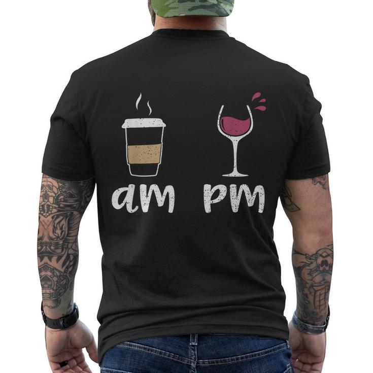 Am Coffee Pm Wine Coffee Men's Crewneck Short Sleeve Back Print T-shirt