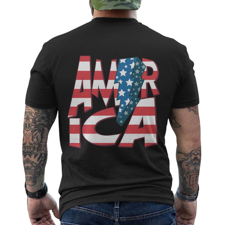 America Usa Flag Patriotic Independence Day 4Th Of July Meaningful Gift Men's Crewneck Short Sleeve Back Print T-shirt