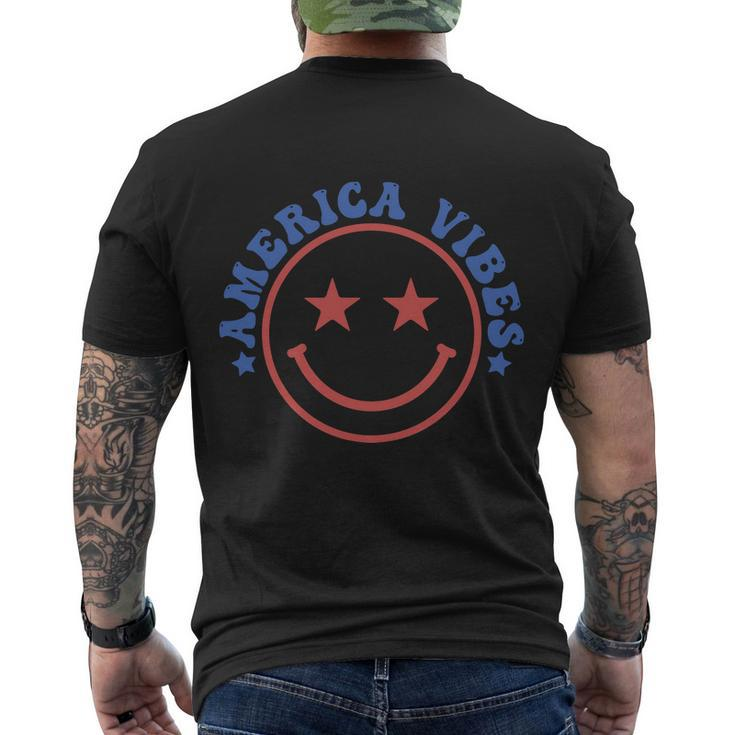 America Vibes Smiley 4Th Of July Men's Crewneck Short Sleeve Back Print T-shirt