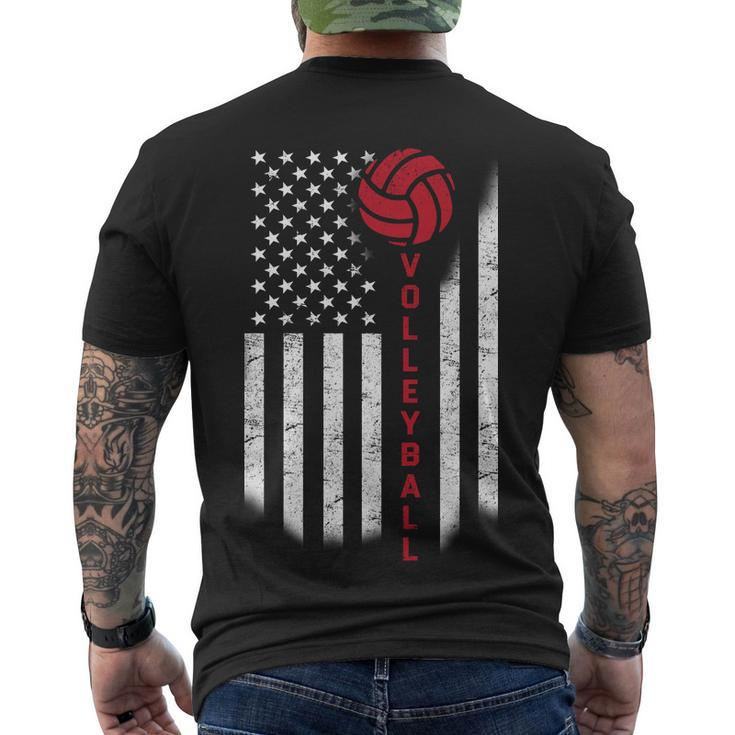 America Volleyball Flag Tshirt Men's Crewneck Short Sleeve Back Print T-shirt