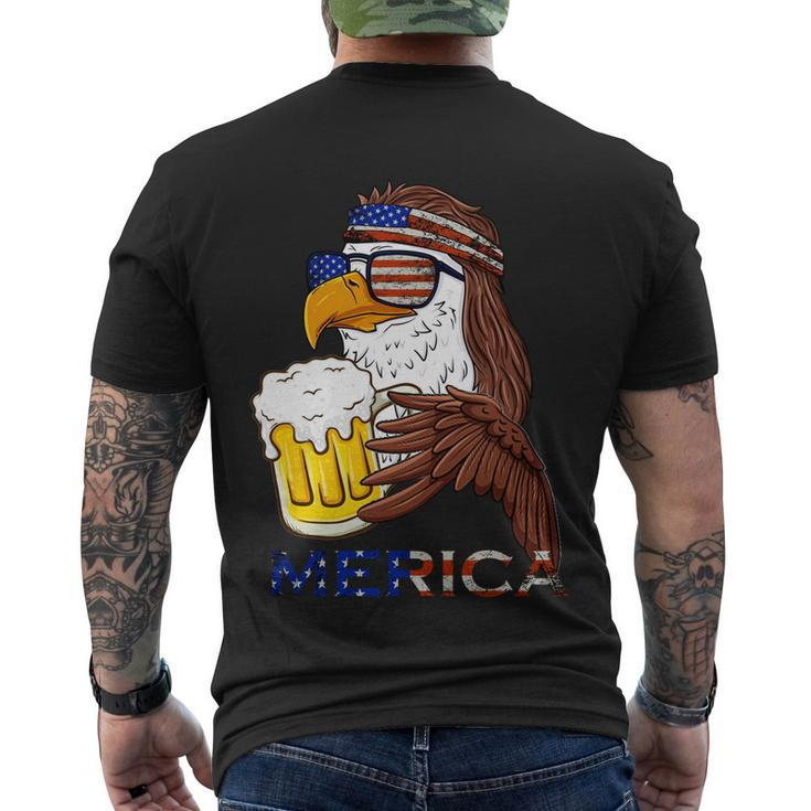 American Bald Eagle Mullet Graffiti 4Th Of July Patriotic Gift Men's Crewneck Short Sleeve Back Print T-shirt