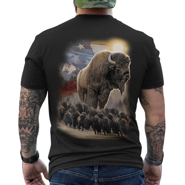 American Bison Tshirt Men's Crewneck Short Sleeve Back Print T-shirt