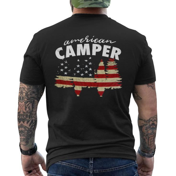 American Camper US Flag Patriotic Camping Men's Back Print T-shirt