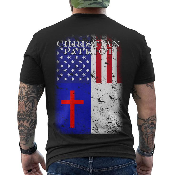 American Christian Patriot Red Cross Men's Crewneck Short Sleeve Back Print T-shirt