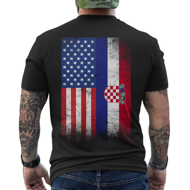 American Croatian Flag Croatia Pride Men's Crewneck Short Sleeve Back Print T-shirt