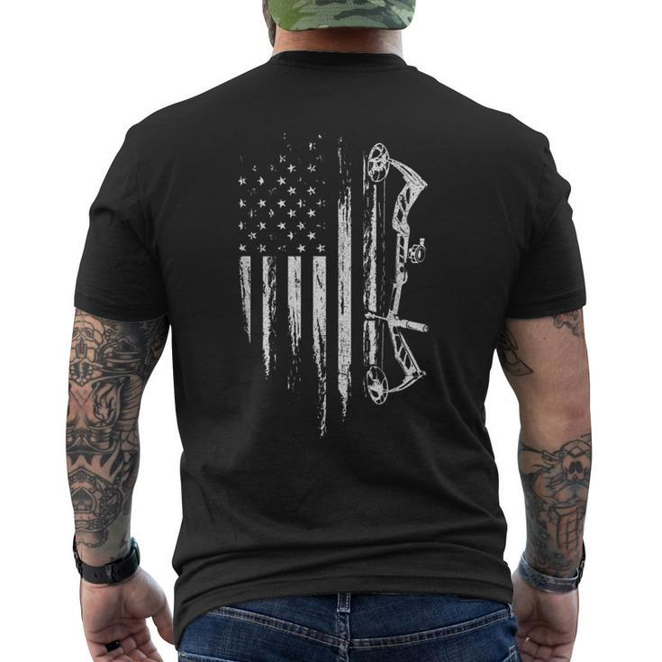 American Flag Bowhunting Bow Archery For Deer Hunter Men's T-shirt Back Print