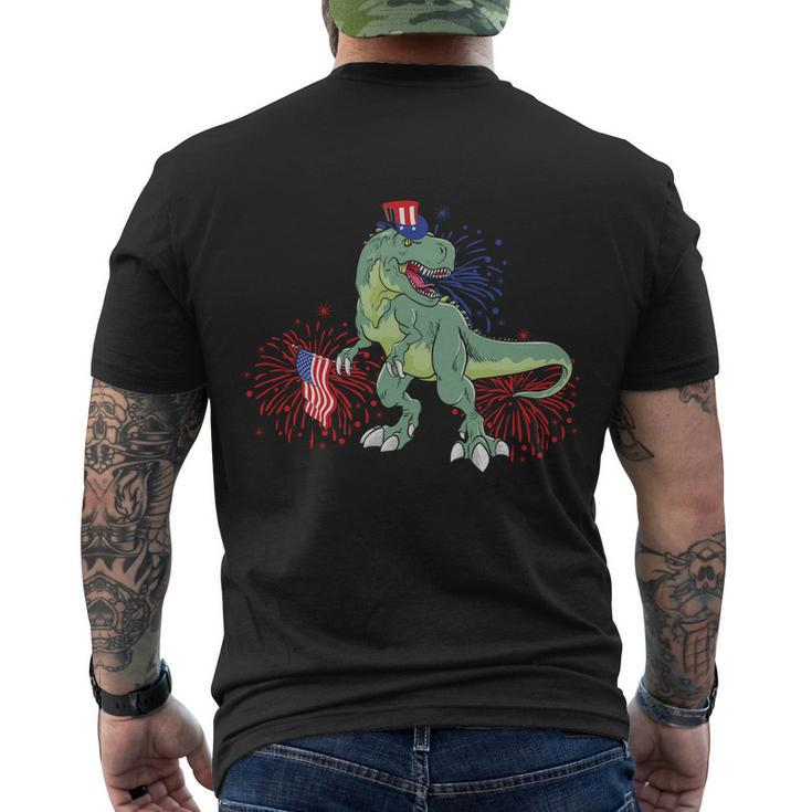 American Flag Dinosaur Plus Size Shirt For Men Women Family And Unisex Men's Crewneck Short Sleeve Back Print T-shirt