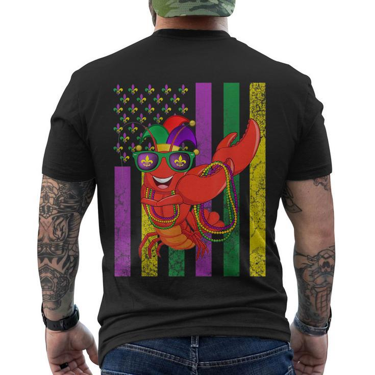 American Flag Mardi Gras Crawfish Dabbing Men's T-shirt Back Print