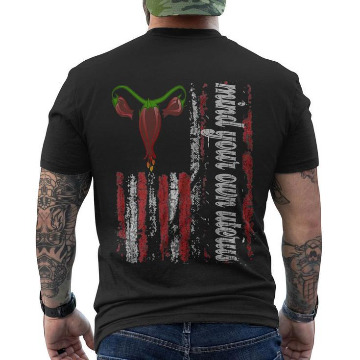 American Flag Mind Your Own Uterus Feminist Womens Rights Gift Men's Crewneck Short Sleeve Back Print T-shirt
