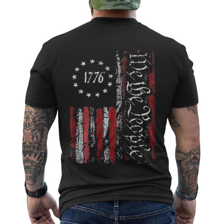 American Flag Patriotic 1776 We The People Usa Men's Crewneck Short Sleeve Back Print T-shirt