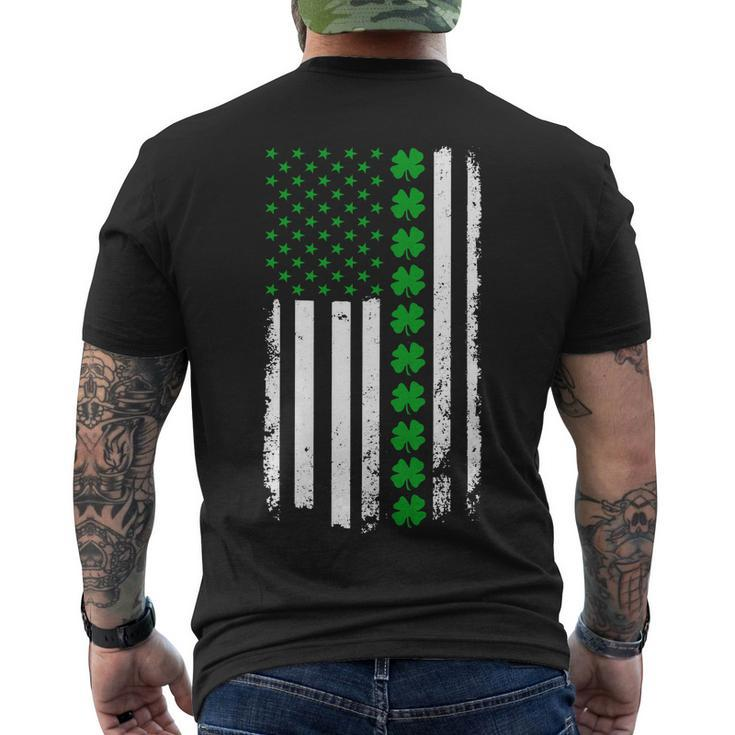 American Irish Clover Flag St Patricks Day Tshirt Men's Crewneck Short Sleeve Back Print T-shirt