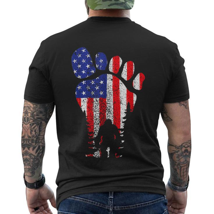 American Usa Flag Bigfoot Sasquatch Patriotic 4Th Of July Men's Crewneck Short Sleeve Back Print T-shirt