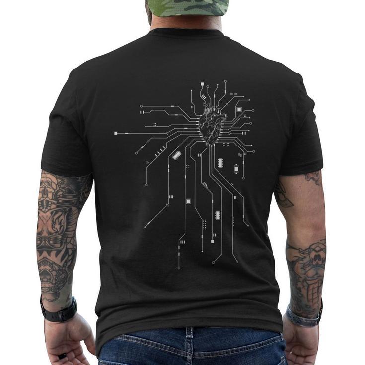 Anatomical Heart Cpu Processor Pcb Board Computer Programmer Men's T-shirt Back Print