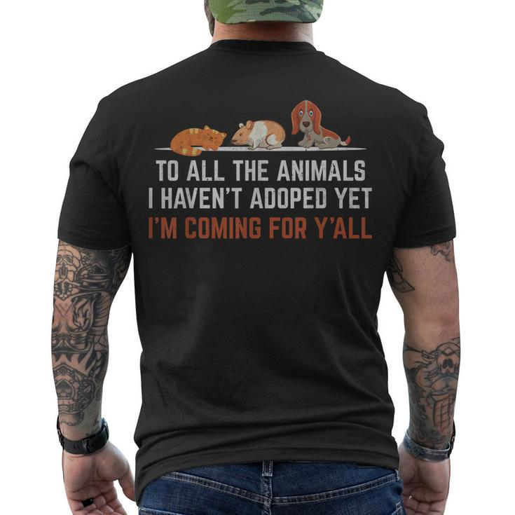 Animal Adoption Rescue Save Love Adopt Cat Dog Volunr Fun Men's T-shirt Back Print