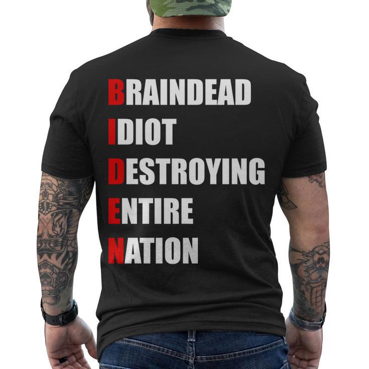 Anti Biden Braindead Idiot Destroying Entire Nation Tshirt Men's Crewneck Short Sleeve Back Print T-shirt