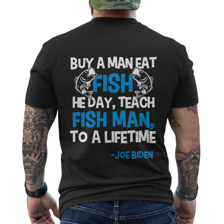 Anti Biden Political Impeach Biden Buy A Man Eat Fish Funny Men's Crewneck Short Sleeve Back Print T-shirt