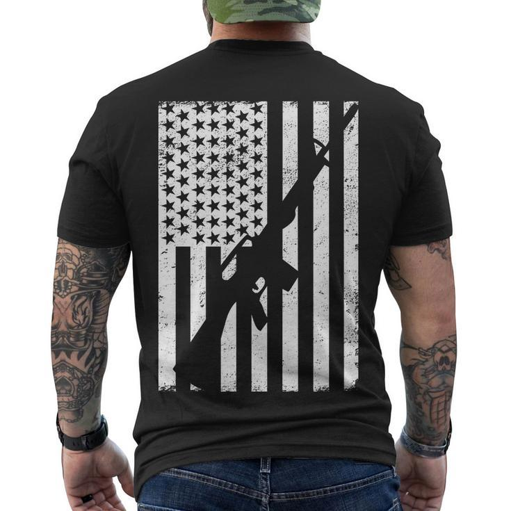 Ar-15 Gun Vintage American Flag Tshirt Men's Crewneck Short Sleeve Back Print T-shirt