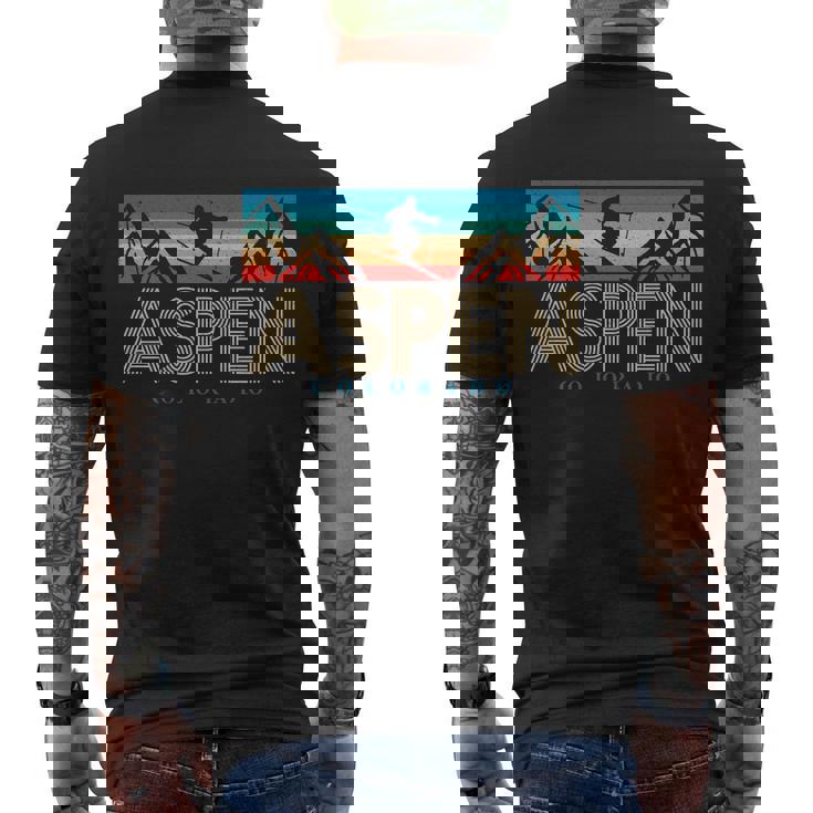 Aspen Colorado Ski Sunset Mountain Men's Crewneck Short Sleeve Back Print T-shirt