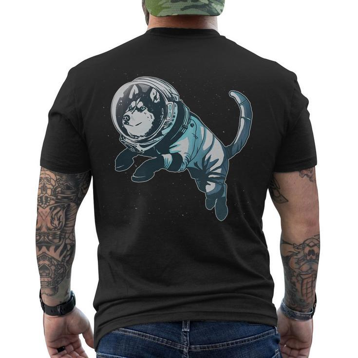 Astronaut Husky Dog Space Men's Crewneck Short Sleeve Back Print T-shirt
