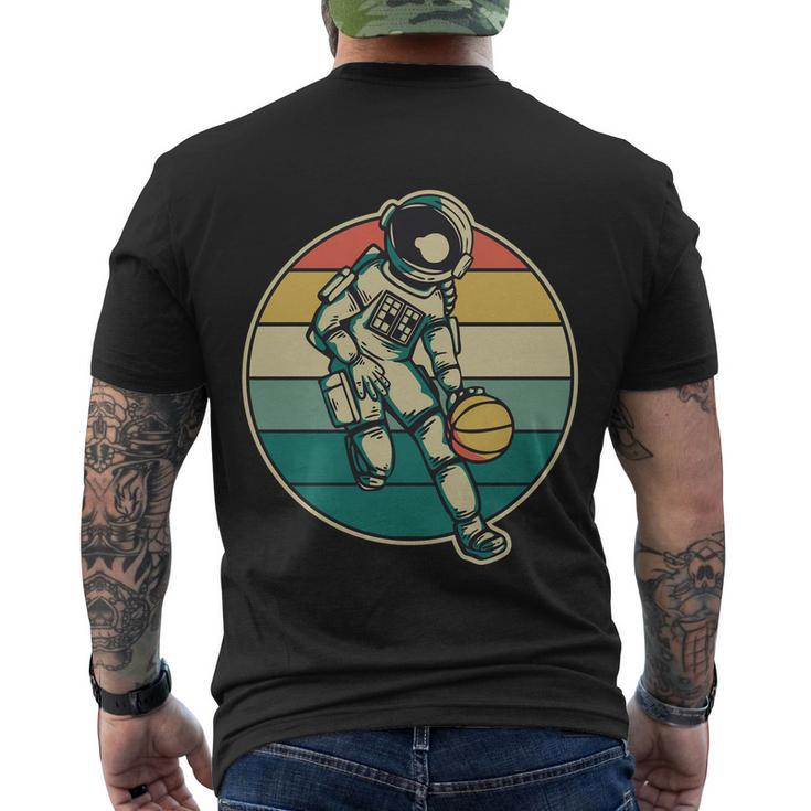 Astronaut Playing Basketball Men's Crewneck Short Sleeve Back Print T-shirt