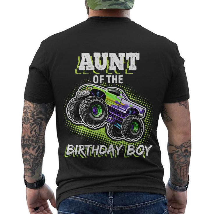 Aunt Of The Birthday Boy Monster Truck Birthday Gift Men's Crewneck Short Sleeve Back Print T-shirt