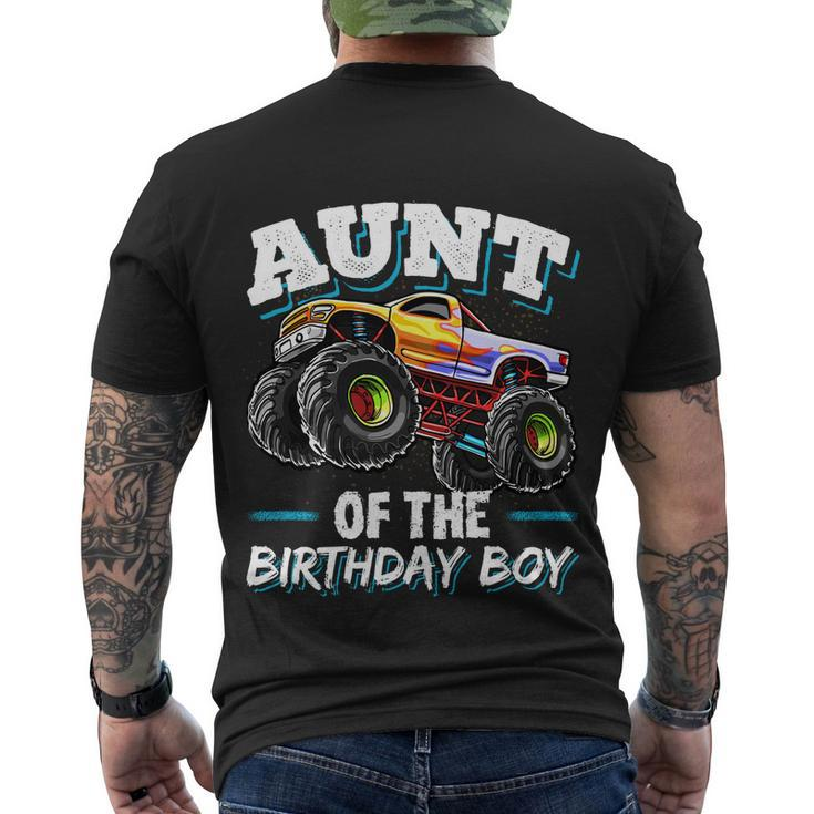 Aunt Of The Birthday Boy Monster Truck Birthday Party Funny Gift Men's Crewneck Short Sleeve Back Print T-shirt