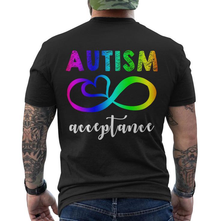 Autism Acceptance Rainbow Tshirt Men's Crewneck Short Sleeve Back Print T-shirt