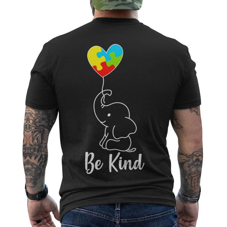 Autism Awareness Be Kind Elephant Tshirt Men's Crewneck Short Sleeve Back Print T-shirt