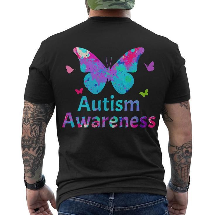 Autism Awareness Butterflies Tshirt Men's Crewneck Short Sleeve Back Print T-shirt