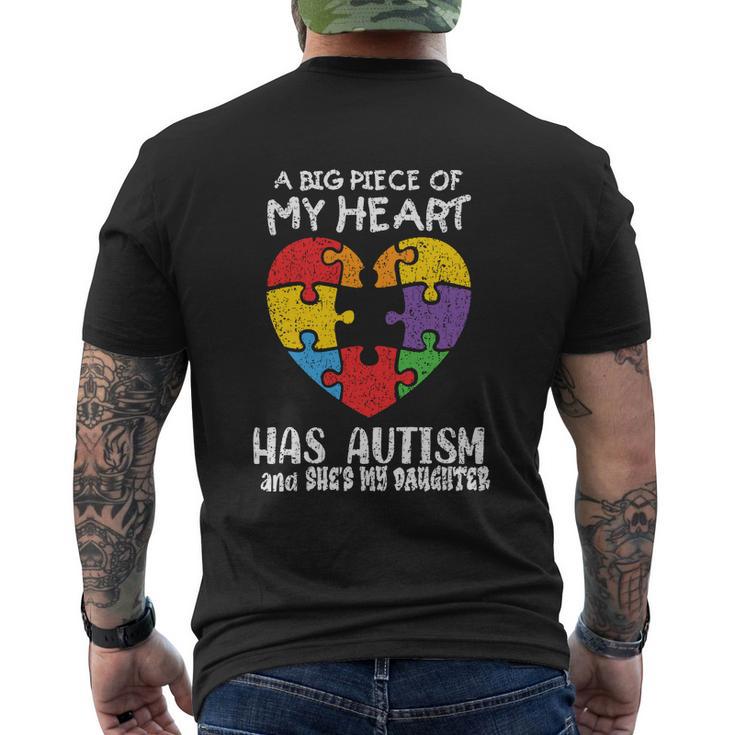 Autism Awareness Dad Mom Daughter Autistic Kids Awareness Men's Crewneck Short Sleeve Back Print T-shirt