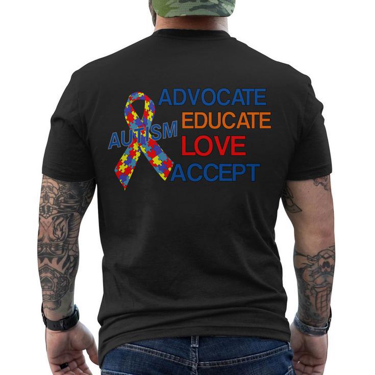 Autism Awareness Educate Tshirt Men's Crewneck Short Sleeve Back Print T-shirt