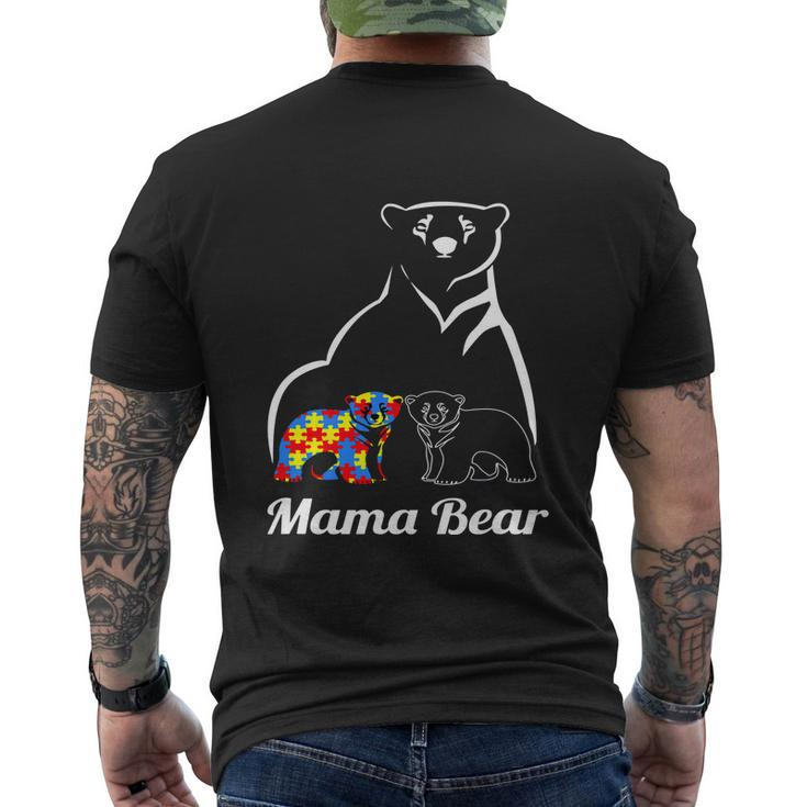  Autism Awareness Mama Bear Men's Crewneck Short Sleeve Back Print T-shirt