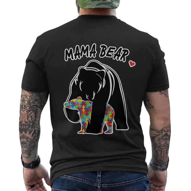 Autism Awareness Moma Bear Tshirt Men's Crewneck Short Sleeve Back Print T-shirt