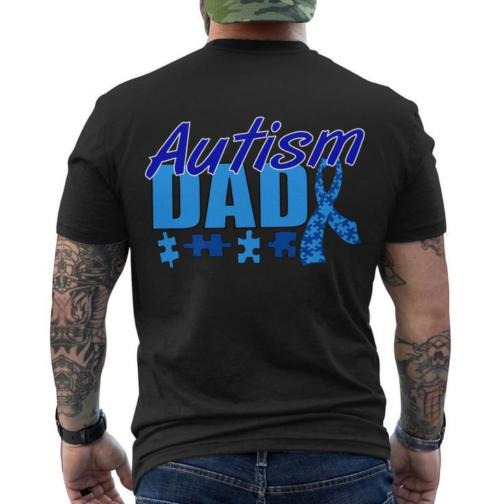 Autism Dad Awareness Ribbon Tshirt Men's Crewneck Short Sleeve Back Print T-shirt