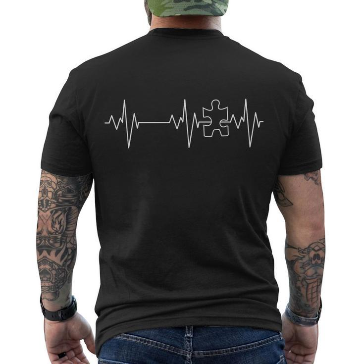 Autism Heartbeat Pulse Puzzle Tshirt Men's Crewneck Short Sleeve Back Print T-shirt
