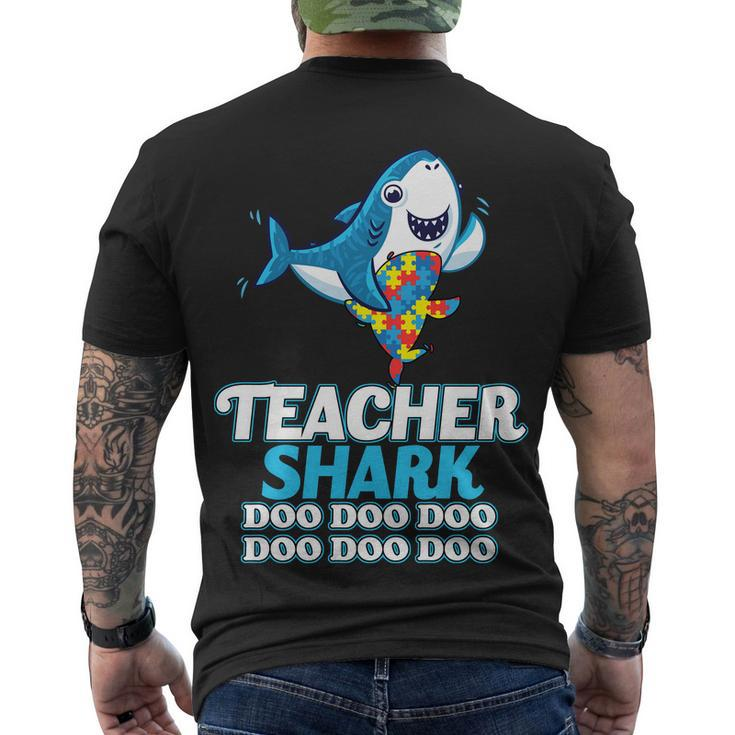 Autism Teacher Shark Men's Crewneck Short Sleeve Back Print T-shirt
