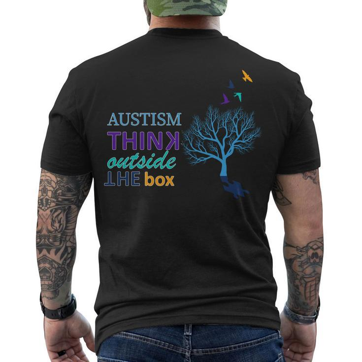 Autism Think Outside The Box Tshirt Men's Crewneck Short Sleeve Back Print T-shirt